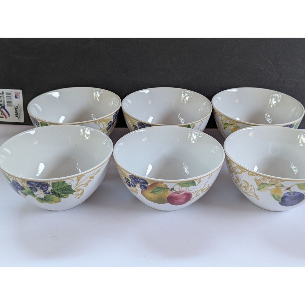 Lenox China Set of 6 Soup Cereal Bowl "Garden Mural" Pattern 6 1/8"